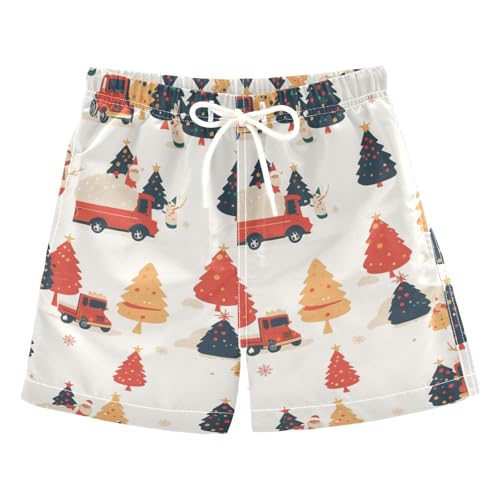 Cute Christmas Tree Red Truck Toddler Swim Trucks Swimming Party Boys Toddler Bathing Swimshorts Kids Swimwears Swimming Party M 8Y