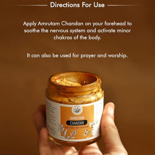 100% Herbal Pure Original Chandan, Sandalwood, Idol Pooja, Tilak, Hawan, Yoga & Meditation, Long Lasting Fragrance, Cooling, Chandan Paste/Tilak, Kesar, Kapoor & Jatamansi (110 GMS)