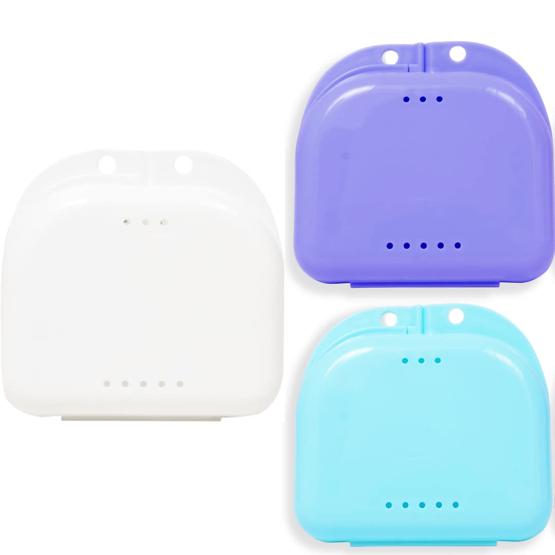 Orthodontic Retainer Case - Pack of 6 Assortment-Odorless Mouth Guard Case-Retainer Holder,Ventilated, Durable & Hygienic Night Guard Case for Carrying & Protecting Braces, Partial Dentures & Aligners