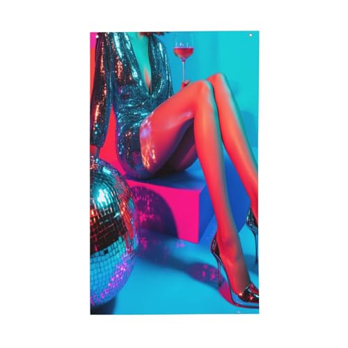60'S Disco Aesthetic Girls Heels Yard House Flags,3x5 Ft Season Greeting Banner With Grommets Indoor Outdoor Party Home Decorations