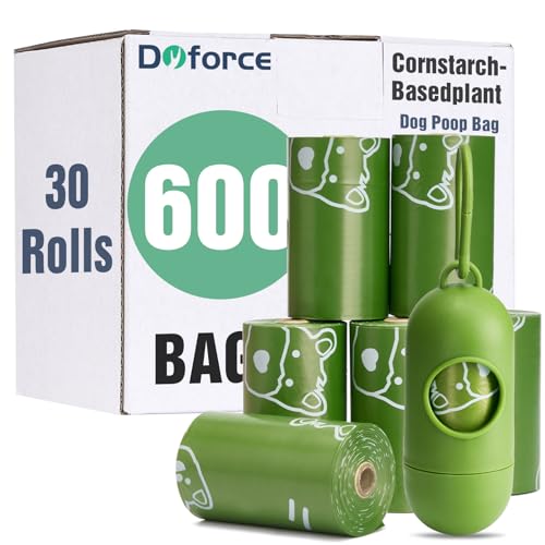 Dyforce Scented Dog Poop Bags,Leak Proof Pet Waste Bags for Dog Walking,Extra Thick and Large Cat Litter Bags for Poop,30 Refill Rolls,600 Bags,9x13",Green