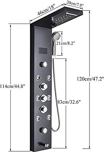 Image of FUZ Contemporary Shower Panel Tower System Black