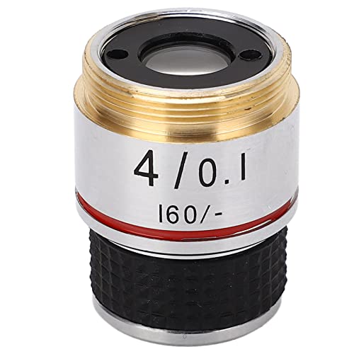 Obiettivo acromatico 4X 185, obiettivo per microscopio, obiettivo biologico universale standard con filettatura RMS, obiettivo per microscopio biologico, trasparente per chimica e
