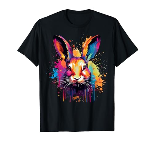 Colorido Splash Art Lindo Flandes Gigante Conejo Amante Camiseta