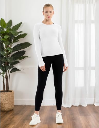 Image of MathCat Seamless Workout Shirts for Women Long Sleeve Yoga Tops Sports Running Shirt Breathable Athletic Top Slim Fit XS-XL