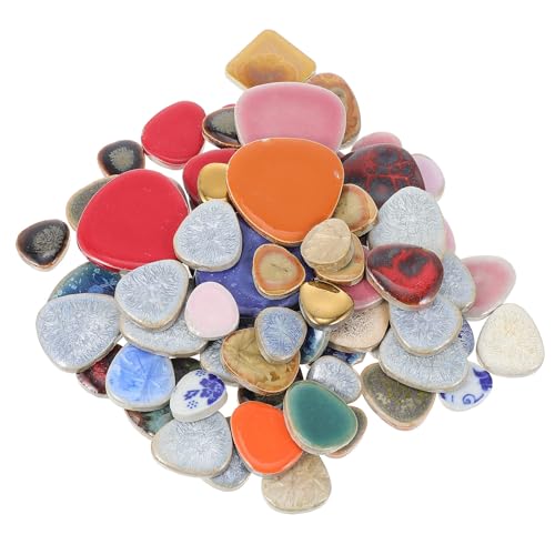Cabilock Materiale per Piastrelle Fai da Te 500g in Ceramica a Forma di Ciottoli Irregolari Colorati, Pietre per Mosaici Artigianali Finitura Lucida, per Decorazioni Creative e Regali