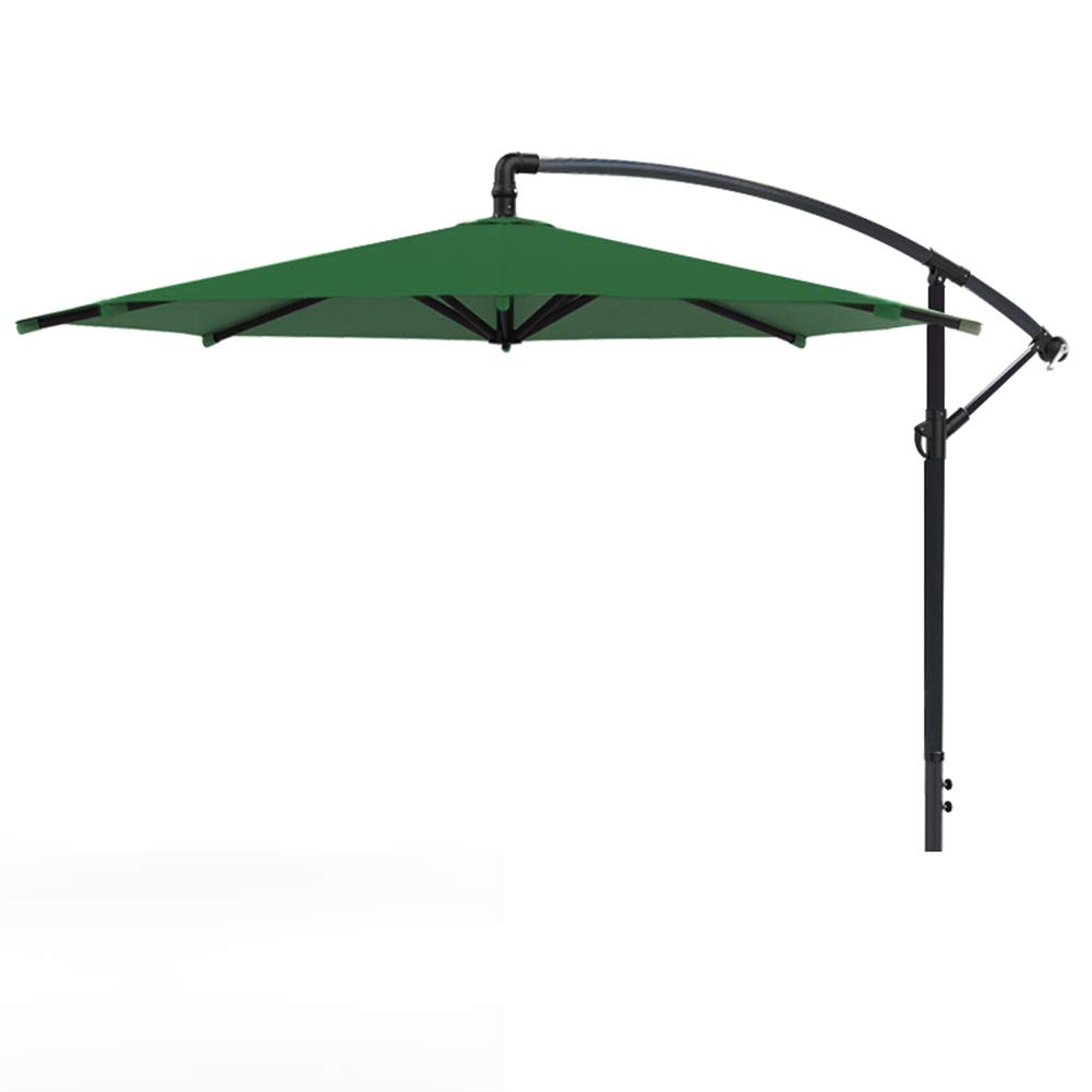 Hanging Offset Umbrella Cantilever Umbrella Hand Crank Adjustable Height Adjustable Angle 360°Rotation Outdoor Umbrella Market Umbrella Garden Umbrella Parasol Round Terrace Umbrella Beach (Green )