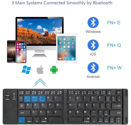 Wireless Bluetooth Keyboard Compatible with Apple iPad Air 5th Generation 2022 Models Built-in Phone Holder/Stand-Ultra Slim Folding Rechargeable Full Size Keyboard!
