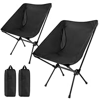 KUOGAS Campingstuhl faltbar – Ultralichter Klappstuhl mit 150 kg Tragkraft, Kleines Packmaß & Robustes Design für Camping, Picknick und Outdoor-Aktivitäten (Schwarz | 2-Piece Set)
