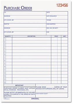 Purchase Order Book, 5 9/16 x 8 7/16, Three-Part Carbonless, 50 Sets/Book
