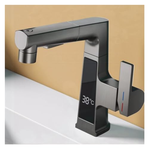 Robinet de cuisine et salle de bain en laiton à affichage numérique LED