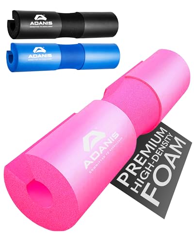 Adanis Barbell Pad for Squats & Hip Thrusts Thick Foam Neck & Shoulder Support Cushion Non-Slip Grip Fits Standard & Narrow Olympic Bars Weightlifting Lunges & Glute Training 43.5x9cm