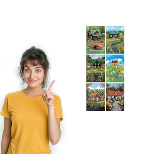Image of SiddArtify Cottagecore Wall Art Prints Set - Whimsical Farmhouse Poster Decor for Living Room Bedroom - Set of 2-4x6 Inch - Board (Pack of 6) - Sticker (Pack of 6)