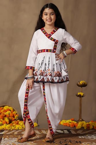 Image of Fashion Dream Girls Cotton Blend Printed Crop Top and Dhoti Set |Kids Ethnic Set |Suit for girls