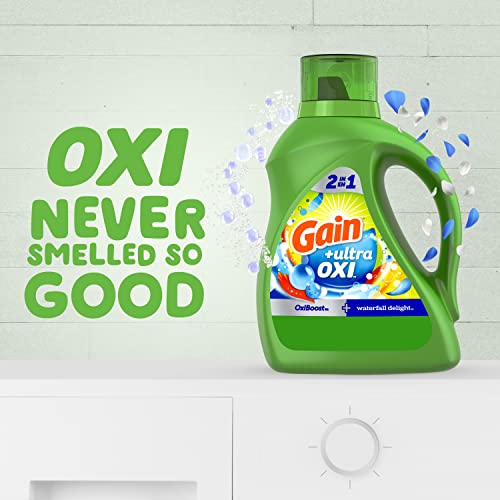 Gain Liquid Laundry Detergent, Waterfall Delight Scent | 107 Loads | Oxi Formula | HE Compatible | 154 fl oz - image 2
