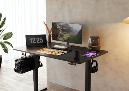 Claiks 昇降デスク 大きめ 電動 パソコンデスク 昇降式 スタンディングデスク 在宅ワーク オフィスデスク 高さ調節 メモリ機能 幅160cm*奥行き80cm 高さ72~118cm ブラックフレーム/ブラック天板 [2]