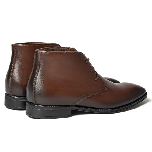 Image of Holy dove Mens Lightweight Dress Boots Leather Oxford Ankle Boots | Full-grain leather Upper,Non-Slip Rubber Sole,Ankle-high Lightweight Business formal Style