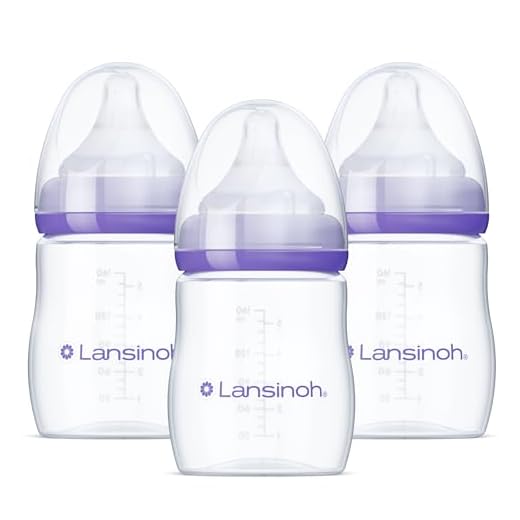 Lansinoh Anti-Colic Baby Bottles, BPA-Free Plastic, 5 Ounces, 3 Count, Slow Flow Nipples (Size S), Breastfeeding Bottle with NaturalWave Design, Baby Essentials