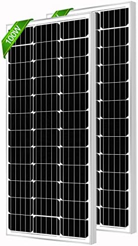WERCHTAY 200 Watt Solar Panel 12V/24V Monocrystalline, 2 Pack of 100W High-Efficiency Module PV Power Charger Solar Panels for Homes Camping RV Battery Boat Caravan and Other Off-Grid Applications
