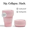 STOJO On-The-Go Collapsible Coffee Cup - 12oz / 355ml - Reusable & Foldable Silicone Travel Mug with Lid - Portable, Pocket Size - Dishwasher Safe - Carnation #1