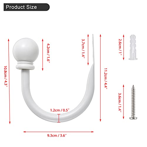 Sumnacon Set Of 2 Metal Decorative Curtain Holdbacks, Wall Mounted Window Drapery Tiebacks For Bedroom, Livingroom, Office Come With Screws, White #TOP3