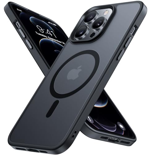 Image of Miracase Magnetic for iPhone 12 /12 Pro Case (Compatible with MagSafe) Military-Grade Protection, Shockproof, Anti-Fingerprint Translucent Matte Phone Cover for iPhone 12 /12 Pro Case 6.1 inch, Black