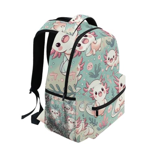 Kids Back Pack, Lightweight Travel Bookbag, Ideal for Ages 6–14, Cute Cartoon Axolotls2