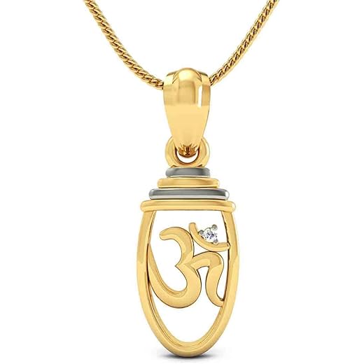 Rasav 925 Sterling Silver Gold Plated Om Temple pendant for Men & Women With Cable Chain | Pure Silver Religious Locket for Good Health & Wealth