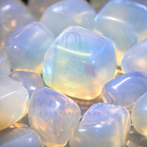 Image of Crystal OPALITE Tumble Stone Pebble Tumbled Gemstone for Reiki Healing Vastu Correction Gravels for Aquarium Home Decor Garden Table 100 Gm