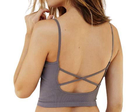 DAVINA FASHIONSWomens& Girls Regular Wear Back-Cross Tank top Crop top Fitness Bra deep Neck Backless (Free-Size Comfortable Between 28 to 34 Bust-Size)