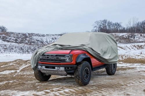 Image of Kayme Heavy Duty Car Cover Custom Fit Ford Bronco 4 Door, Big Bend, Badlands, Outer Banks, Wildtrak, Raptor (2020-2025), Full Exterior Covers Waterproof All Weather, Sun Rain UV Protection.