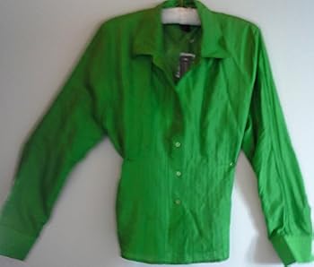 Annie Carson Leon Green Shirt, Size: L and Matching Heart Shape Pendant Necklace, Set of 2