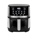 Kalorik Air Fryer 5 Quart Capacity with Touchscreen Digital Controls 10 Smart Cooking Presets with Illuminated View Window Shake Reminder & Dishwasher Safe Basket, 1500-Watts, Black