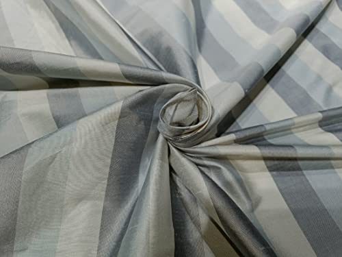 Tissu Dupioni 100% soie haut de gamme à rayures gris et blanc pour haute couture