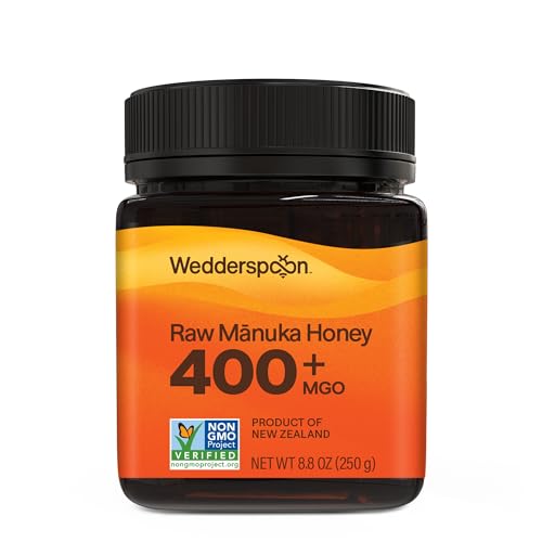 Image of Wedderspoon Raw Manuka Honey 400+ MGO, 8.8 Oz, Unpasteurized New Zealand Honey, Non-GMO, BPA-Free Jar, Superfood & Natural Wellness Support