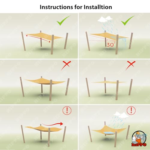 HIPPO Rectangle Shade Sail Affordable & Premium 230 GSM Sun Shade UV Block for Canopy Outdoor Patio Car Parking (Sahara-Sand, 12FTX16FT)
