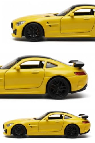 Image of SHAKTISM Die-Cast Metal Car Toy -1:36 Scale, Opening Doors, Pull Back Function, Collectible Toy, Racing Car for Kids Birthday Gift for Boys Girls (Yellow Benz GT Diecast)