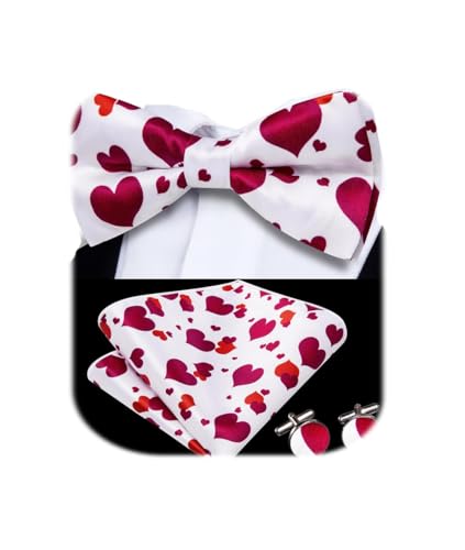 Image of Dubulle Mens Paisley Striped Bowtie Set Pre-tied Bowtie for Men and Pocket Square Set Wedding Business