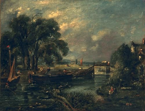 Toile de décoration du salon : Grand format Barges sur la Stour par John Constable 60x90cm