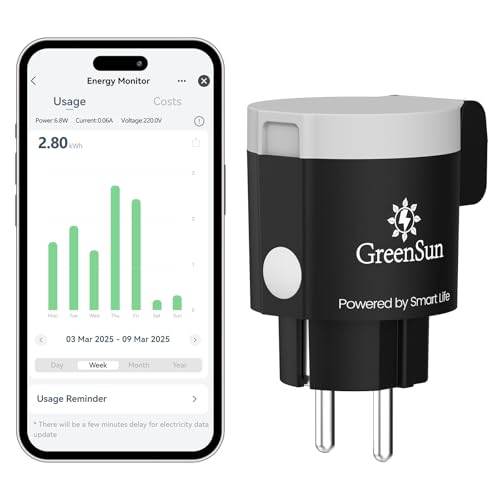 GreenSun WLAN Steckdose Outdoor - Zeitschaltuhr Aussenbereich Tuya Smart Life APP Fernbedienung WiFi Steckdose Strommessung IP44 Wasserdicht Sprachsteuerung mit Alexa/Google Home 16A 3680W