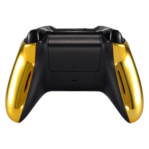 Image of eXtremeRate Chrome Gold Top Shell Front Housing Faceplate Replacement Parts with Side Rails Panel for Xbox One X & One S Controller (Model 1708)