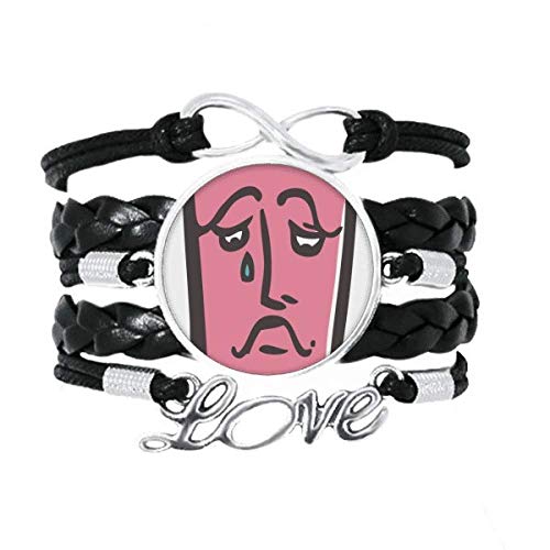 Bracelet en cuir torsadé tricoté motif abstrait triste cadeau original