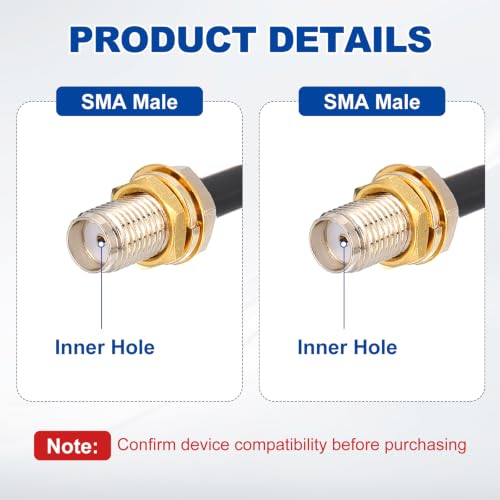 Cable coaxial RG316 SMA hembra a hembra de 5 metros para antenas WLAN 3