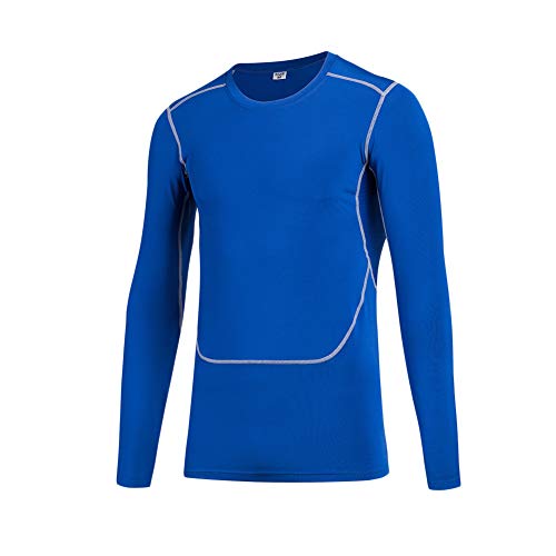 LaoZanA Hombres Camiseta Térmica Manga Larga Fitness Gimnasio Aire Libre Camisetas De Compresión Azul S