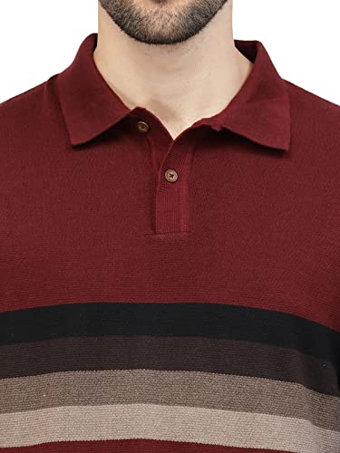 Image of Kalt Mens Basic Solid Full Sleeves Polo Cotton Blend Knitted Regular Fit Polo-Neck T-Shirts with Collar Stylish