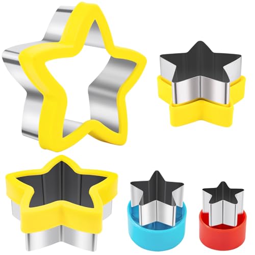 Nifogo Star Cookie Cutters 5 Pcs, Mini Small Large Sizes Stainless Steel Sandwich Cutter, Vegetable Fruit Cutters Shapes for Kids Boys Girls