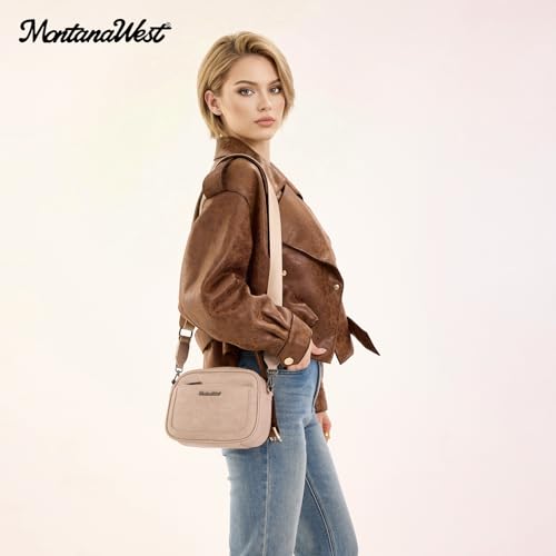 Image of Montana West Crossbody Bags for Women Cow Print Purse Triple Zip Shoulder Handbags with Wide Strap
