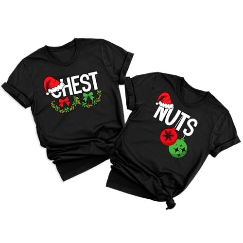 Christmas Shirts for Couples - Xmas Graphic Tshirt Funny Holiday Matching Outfit Sets