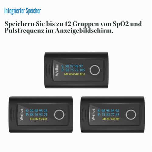 ViATOM Pulsoximeter Sauerstoffsättigung Messgerät Finger mit Alarm,Blutsauerstoffmessgerät Finger...