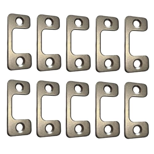 Adjustable Strike Plate for Exterior Doors - Large Hole for Deadbolts and Electronic Locks - Home and Rental Security Strike Plate - Smooth Lock Every Time - 1 x 2.25 in - 10 Pack
